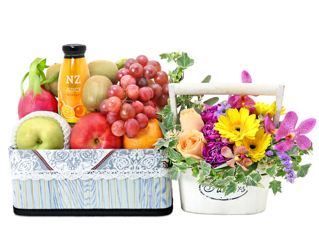 Fruit Basket - Mother's Day Gift Fruit Hamper with Flower Basket MG28 - MH0512A1 Photo